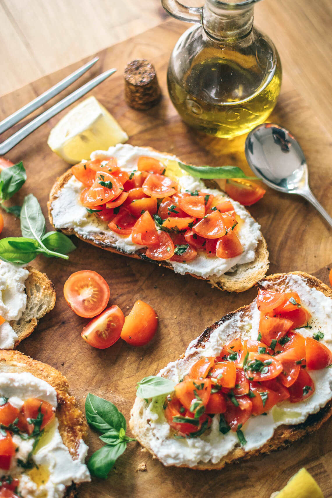 Bruschetta with Balsamic Glaze & Fresh Basil